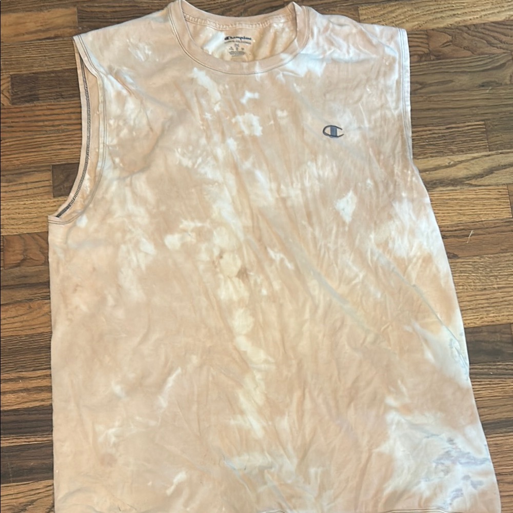 Champion Cream Tie-Dye Tank Top Sleeveless